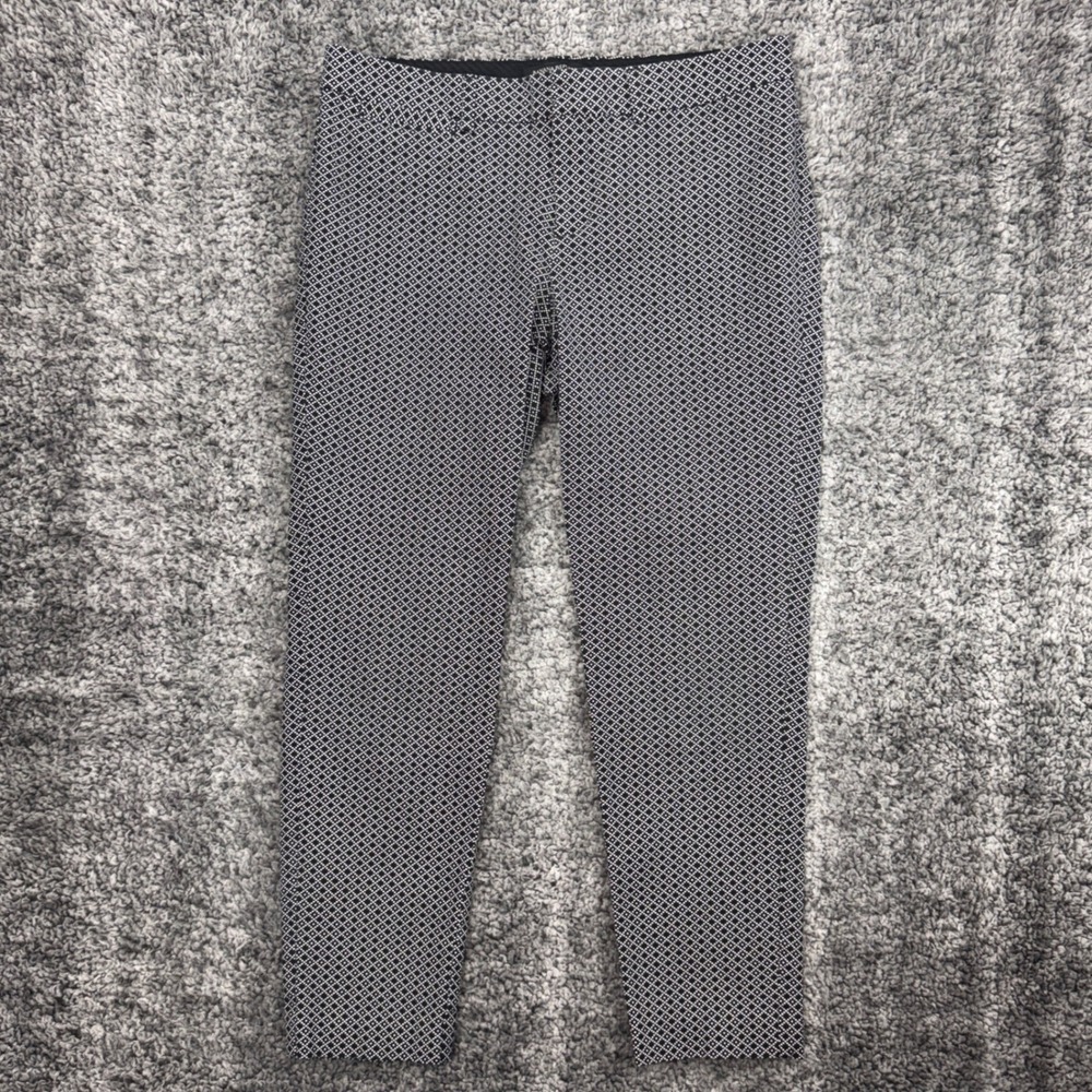 Banana Republic Women Pants 6R W31 L25 Black White Geometric Print Ankle Stretch - Picture 4 of 8